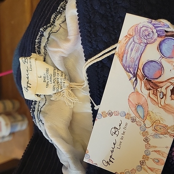 NWT Gypsies Blu gauze skirt L - Picture 4 of 5